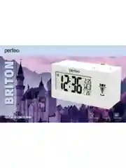 Белый часы-будильник Perfeo "Briton", (PF-F3605) время, температура, дата