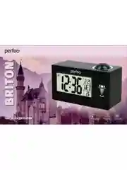 Черный часы-будильник Perfeo "Briton", (PF-F3605) время, температура, дата