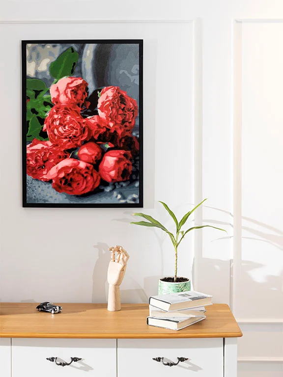 Картина по номерам на холсте с подрамником "Розовый букет пионов", 40*50