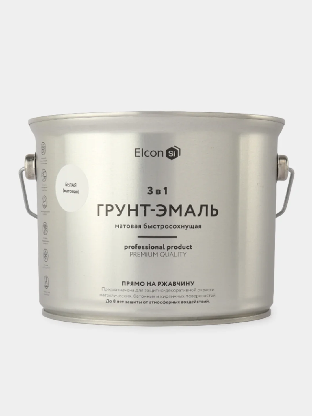 Белый грунт-эмаль Elcon по ржавчине по металлу 3 в 1 матовая