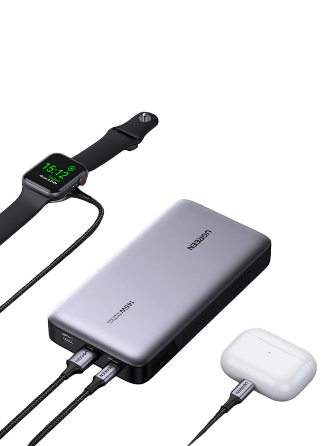 Серый внешний аккумулятор UGREEN PB205 (90597A) PD 145W Power Bank 25000mAh. Цвет: серый