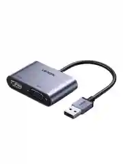 Серый адаптер UGREEN CM449 (20518) USB 3.0 to HDMI+VGA Card 1080P. Цвет: серый