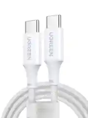 Белый кабель UGREEN US557 (15269) USB-C to USB-C PD Fast Charging Silicone Braided Cable.