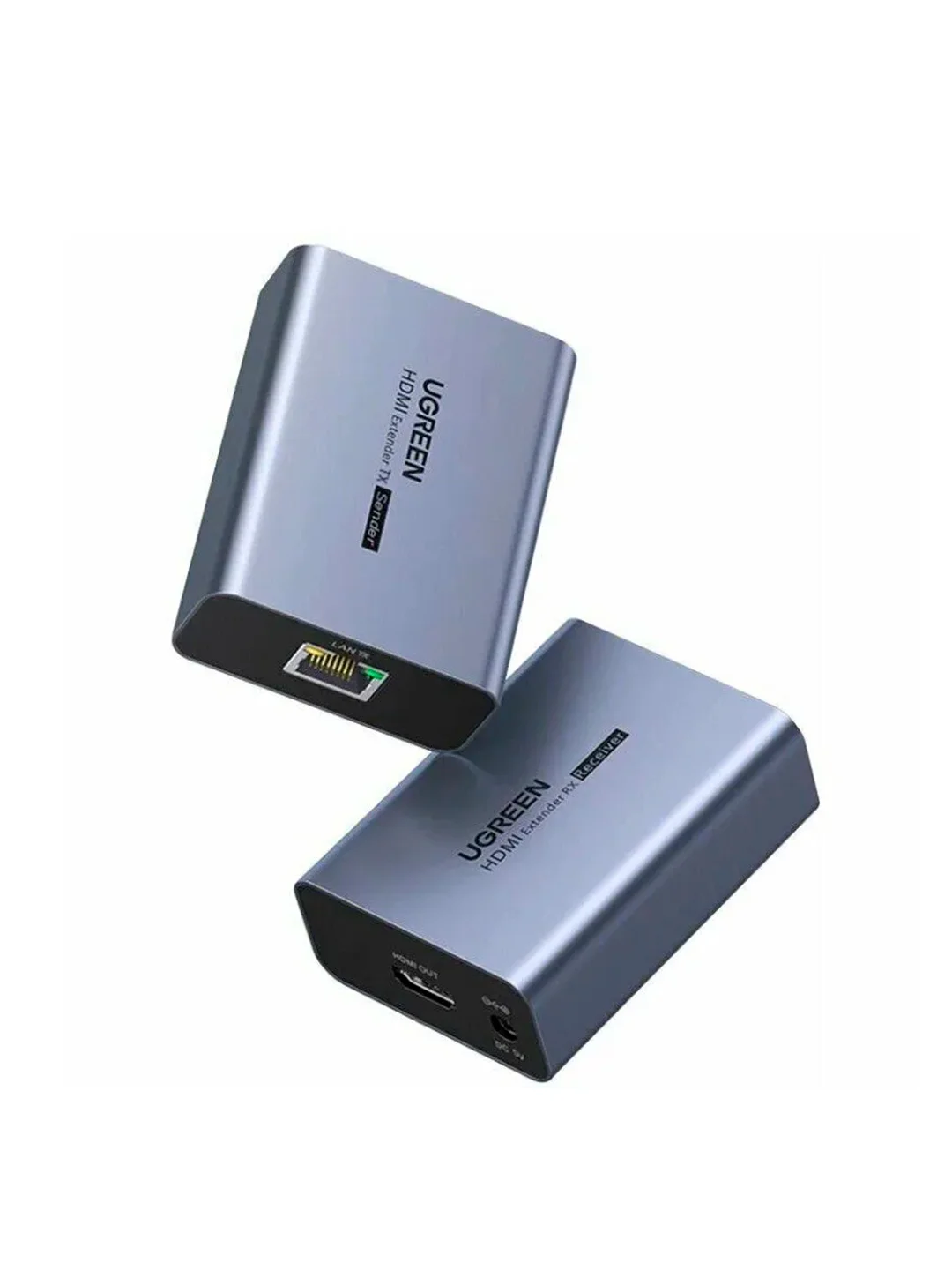 Серый удлинитель UGREEN CM455 (20519EU) HDMI Over Ethernet Extender 1080P 70м EU.