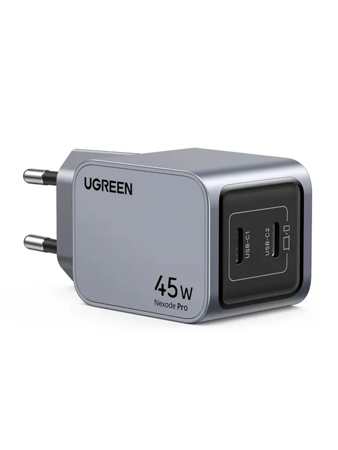 Серый сетевое зарядное устройство UGREEN X707 Nexode Pro 45W USB-C+USB-C PD GaN Tech Charger