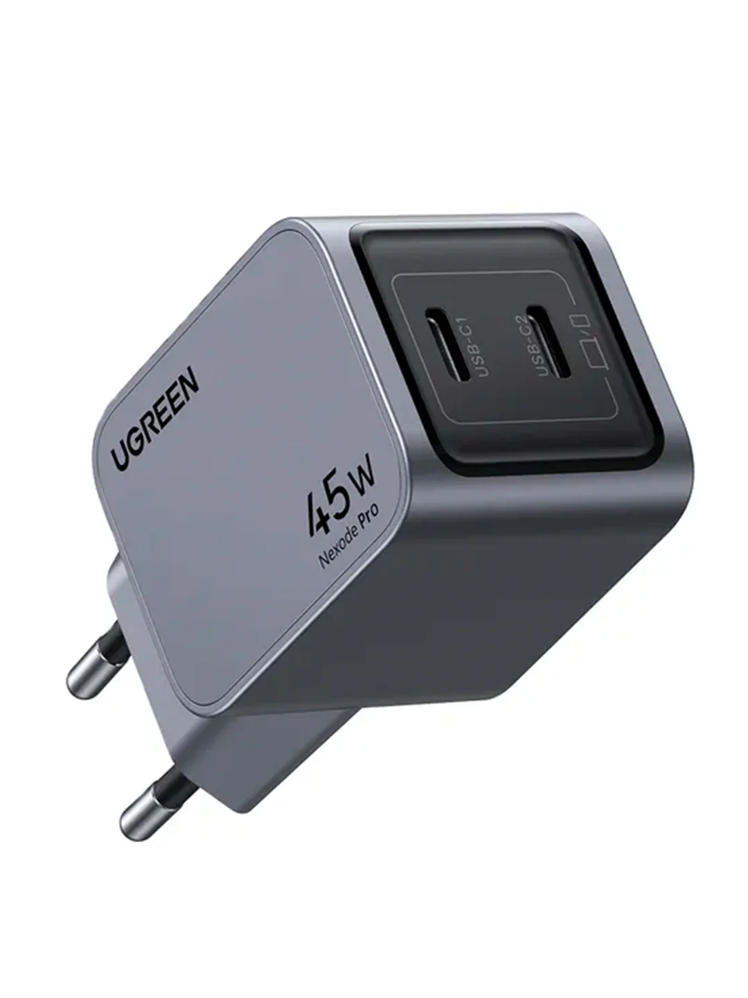 Серый сетевое зарядное устройство UGREEN X707 Nexode Pro 45W USB-C+USB-C PD GaN Tech Charger