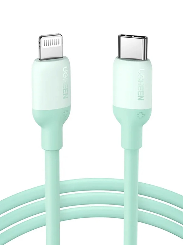 Кабель UGREEN US387 (20308) USB-C to Lightning Silicone Cable. Длина 1 м. Цвет: зеленый