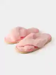 Конфетный тапочки домашние женские, меховые, пушистые, открытые