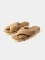 Шоколадный тапочки домашние женские, меховые, пушистые, открытые