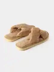 Шоколадный тапочки домашние женские, меховые, пушистые, открытые