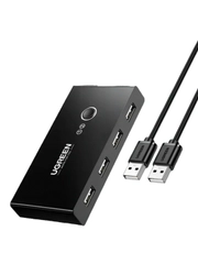 Переключатель UGREEN CM595 (30357) 2-Port USB KVM Switch Box ABS Case. Цвет: черный