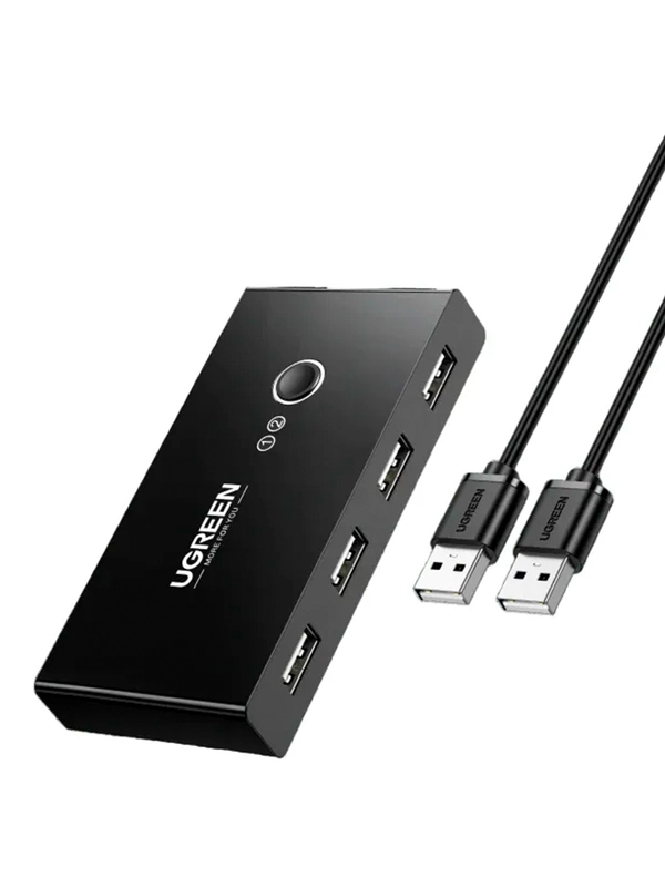 Переключатель UGREEN CM595 (30357) 2-Port USB KVM Switch Box ABS Case. Цвет: черный