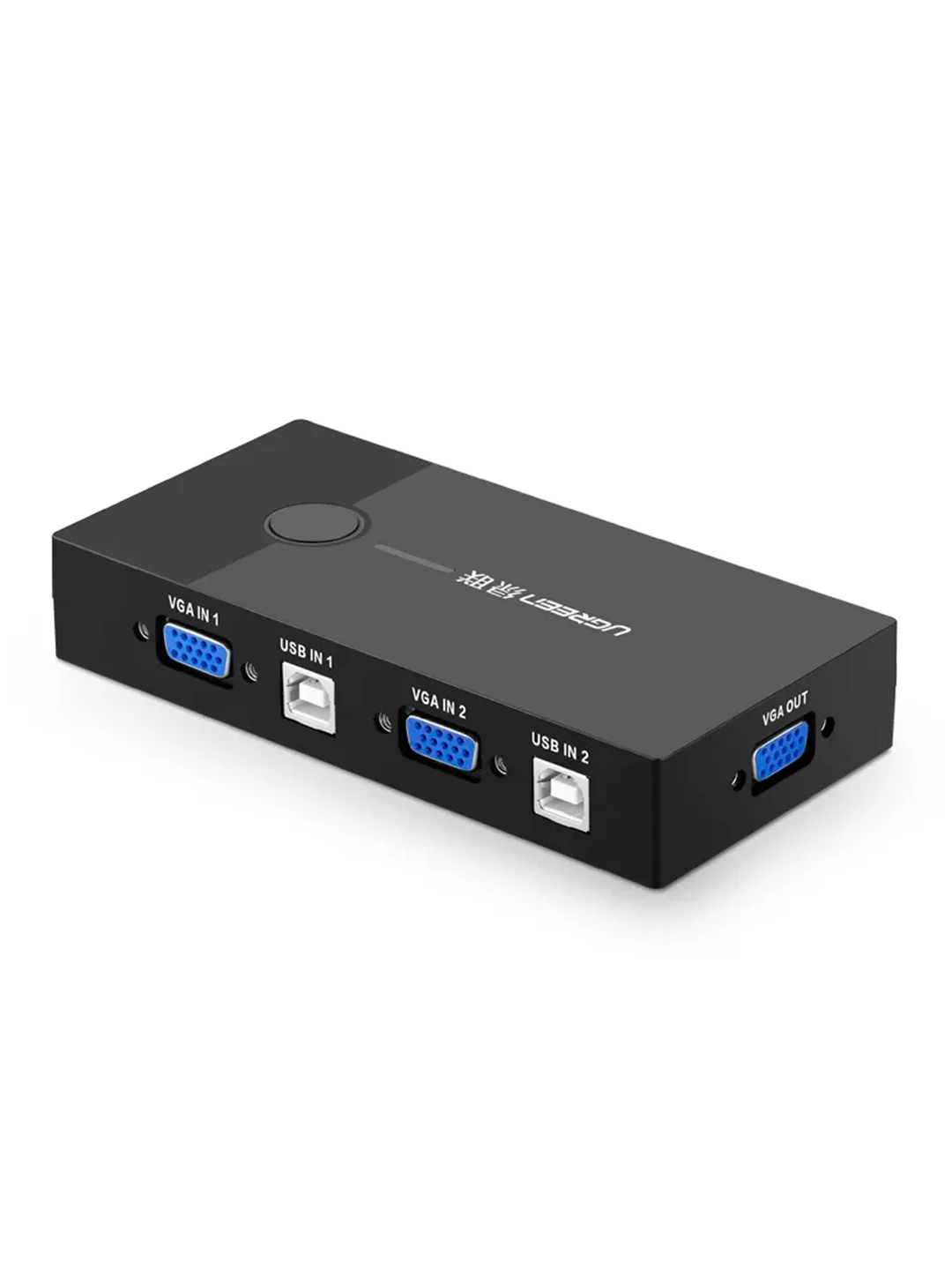 Черный переключатель UGREEN CM595 (30357) 2-Port USB KVM Switch Box ABS Case. Цвет: черный