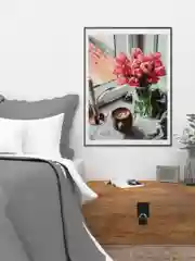 Картина по номерам на холсте с подрамником 40*50 "Тюльпаны на окошке"