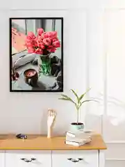 Картина по номерам на холсте с подрамником 40*50 "Тюльпаны на окошке"