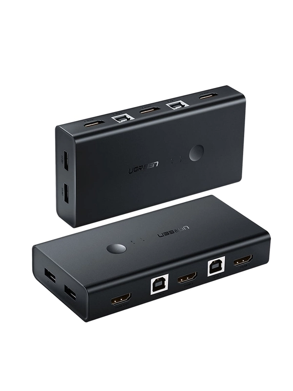 Переключатель UGREEN CM200 (50744) HDMI Switch Box 2 In 1 Out KVM Switching. Цвет: черный