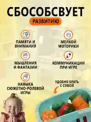 Игрушки "Фрукты и овощи" на липучках/Набор продуктов/Овощи/Фрукты/ПиццаПосуда/Корзина/Торт