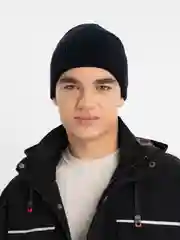 Темно-синий шапка мужская зимняя, теплая , с флисовым подкладом, с отворотом