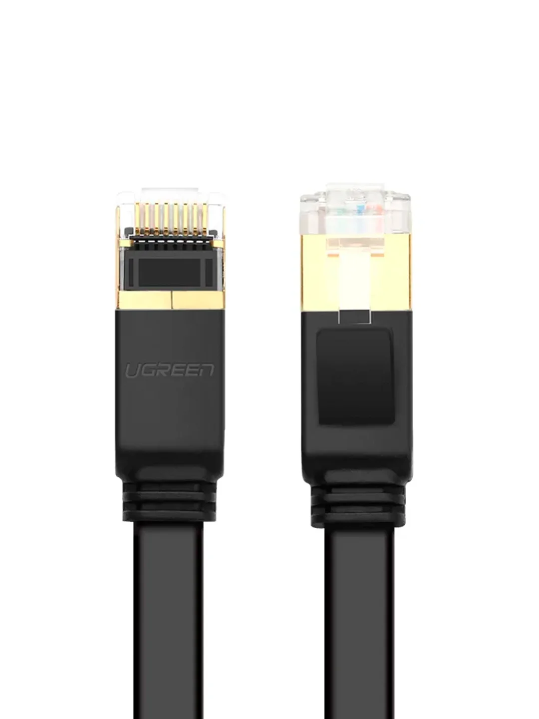 Черный кабель UGREEN NW106 (11260) Cat 7 U/FTP Lan Cable Flat Design. Длина: 1м. Цвет: черный