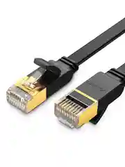 Черный кабель UGREEN NW106 (11260) Cat 7 U/FTP Lan Cable Flat Design. Длина: 1м. Цвет: черный