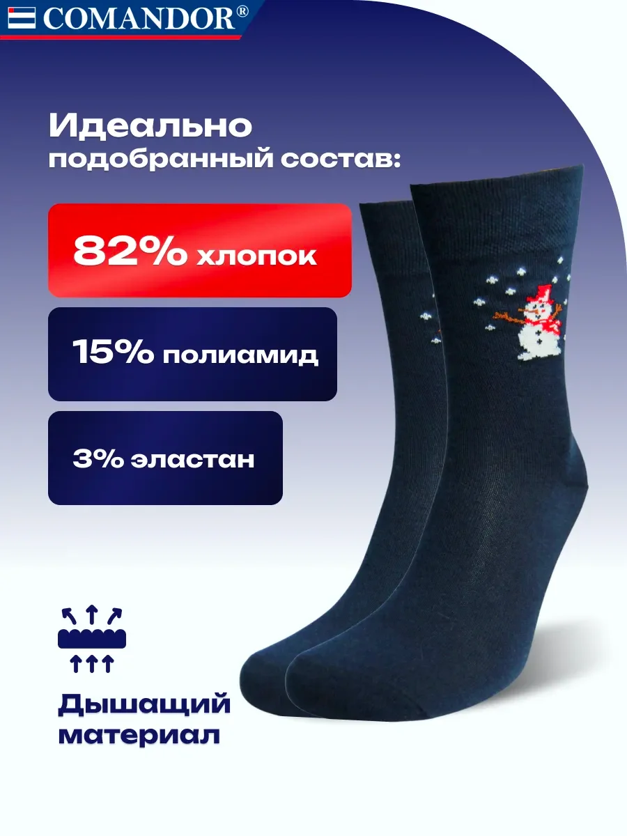Темно-синий носки новогодние