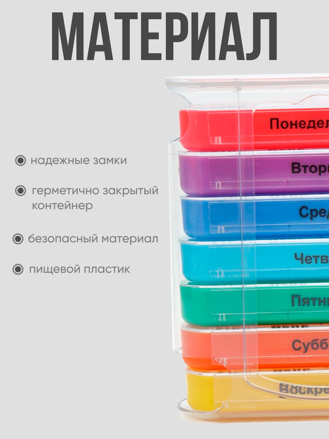 Прозрачный таблетница на неделю, органайзер для таблеток