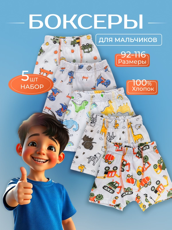 Трусы для мальчика боксеры, набор 5 шт