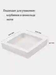 Коробка для клубники в шоколаде, моти, пирожных, 20*20*4 см, 3 шт