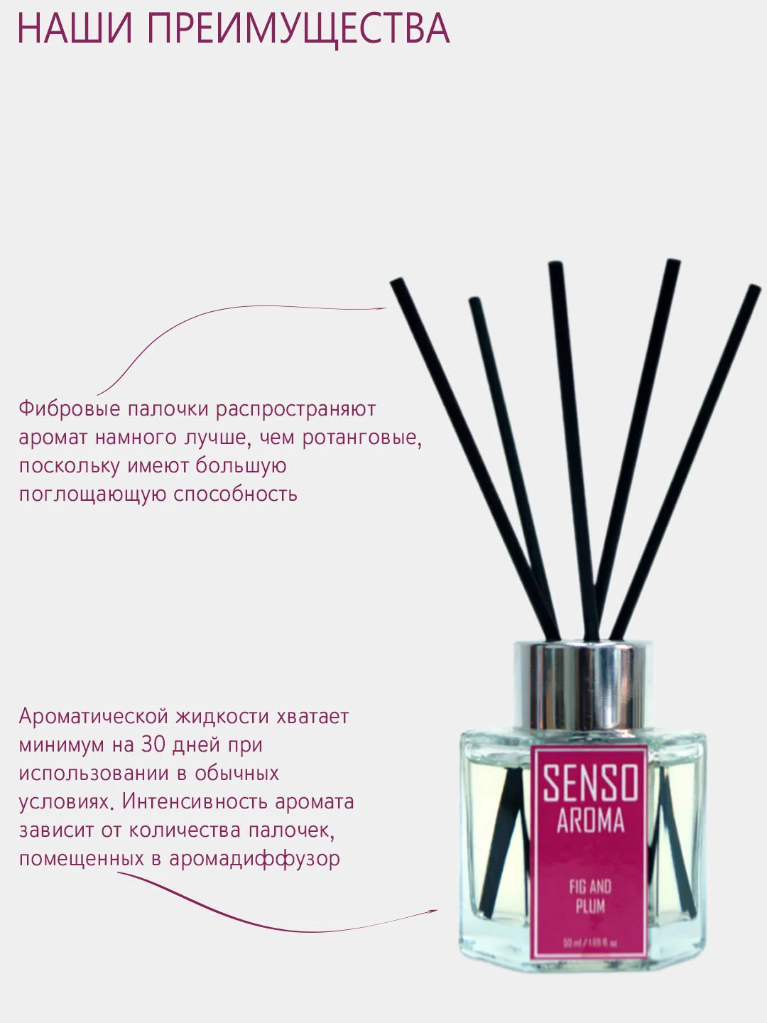 Фиолетовый ароматический диффузор для дома, с палочками, аромадиффузор, 50 мл