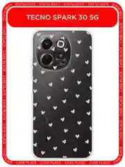 Розовый чехол на Tecno Spark 30 5G / Текно Спарк 30 5G прозрачный, с принтом, защита камеры