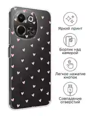 Розовый чехол на Tecno Spark 30 5G / Текно Спарк 30 5G прозрачный, с принтом, защита камеры