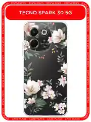 Пастельно-коралловый чехол на Tecno Spark 30 5G / Текно Спарк 30 5G прозрачный, с принтом, защита камеры