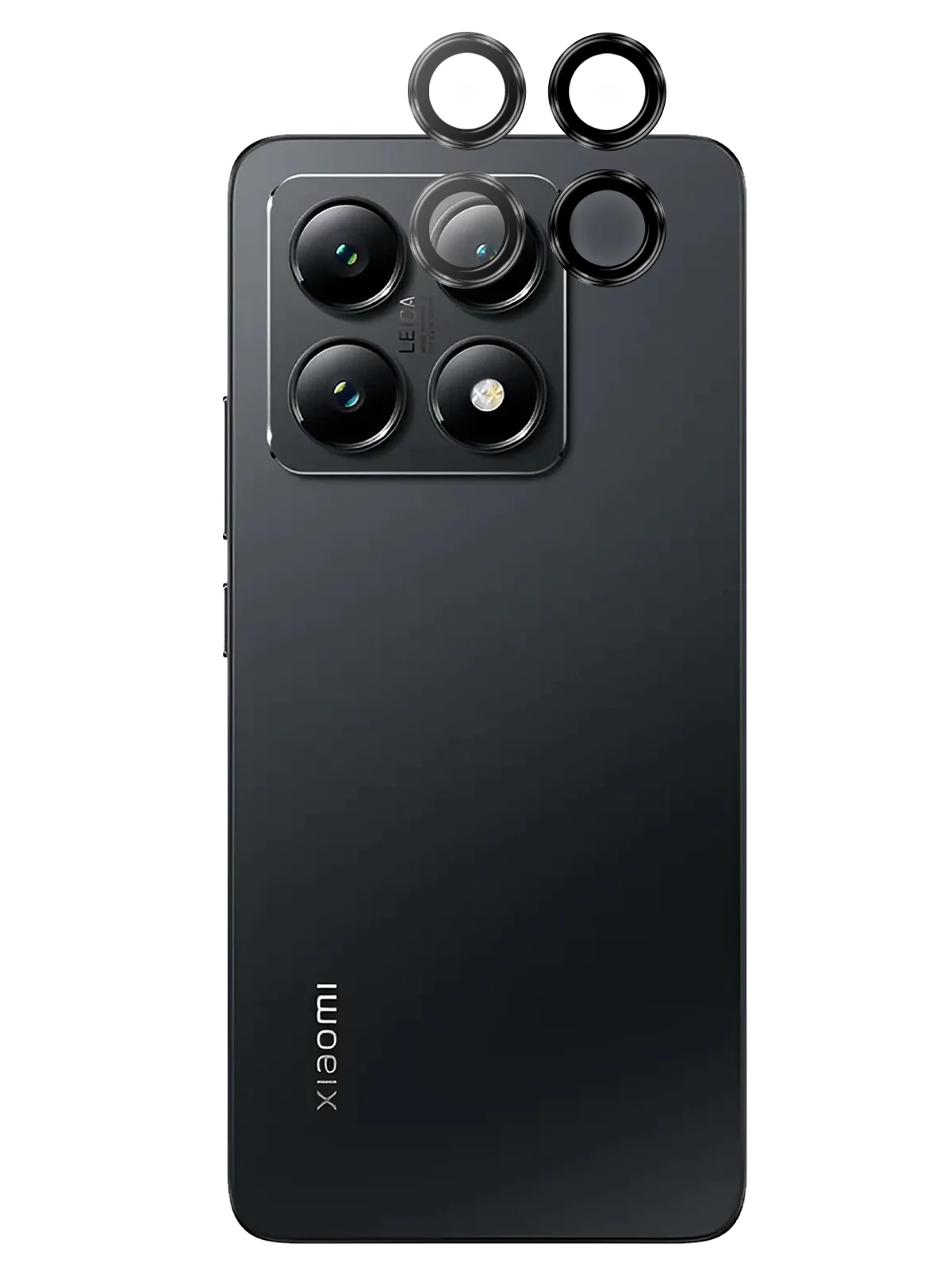 Угольный cтекло на камеру для Xiaomi 14T Pro защитное BROSCORP закаленное прозрачное, накладки