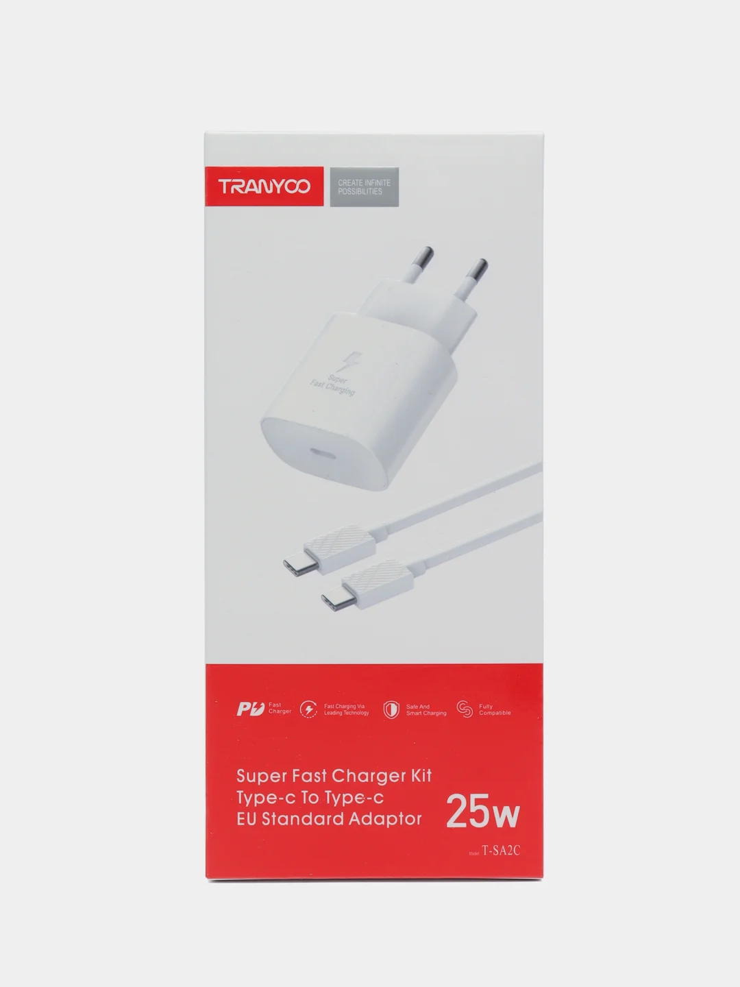 Бежевый блок питания с кабелем для Apple и Android, с быстрой зарядкой Fast Charge, QC 4.0, PD