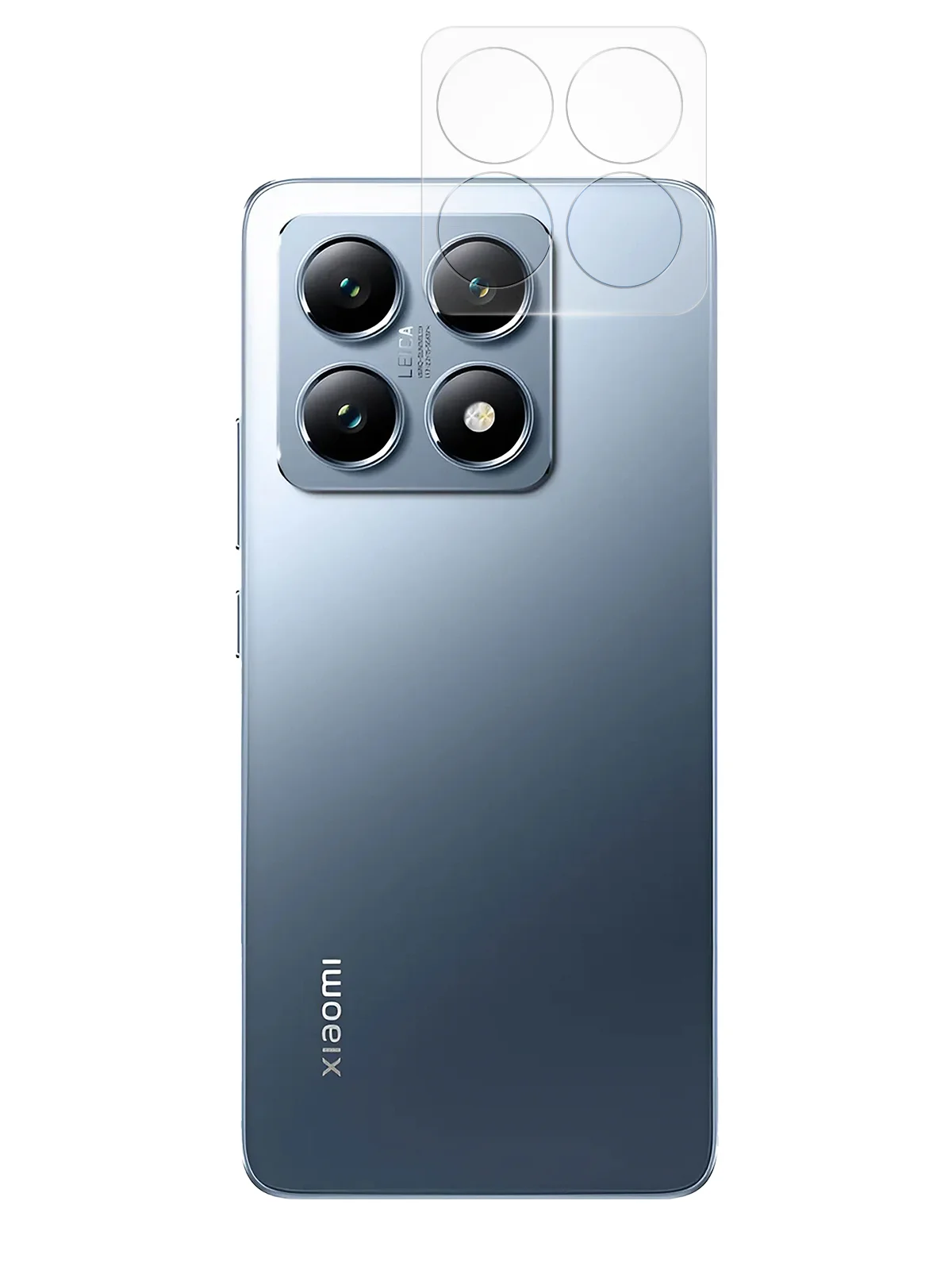 Прозрачный cтекло на камеру для Xiaomi 14T защитное BROSCORP закаленное прозрачное, накладки, рамка