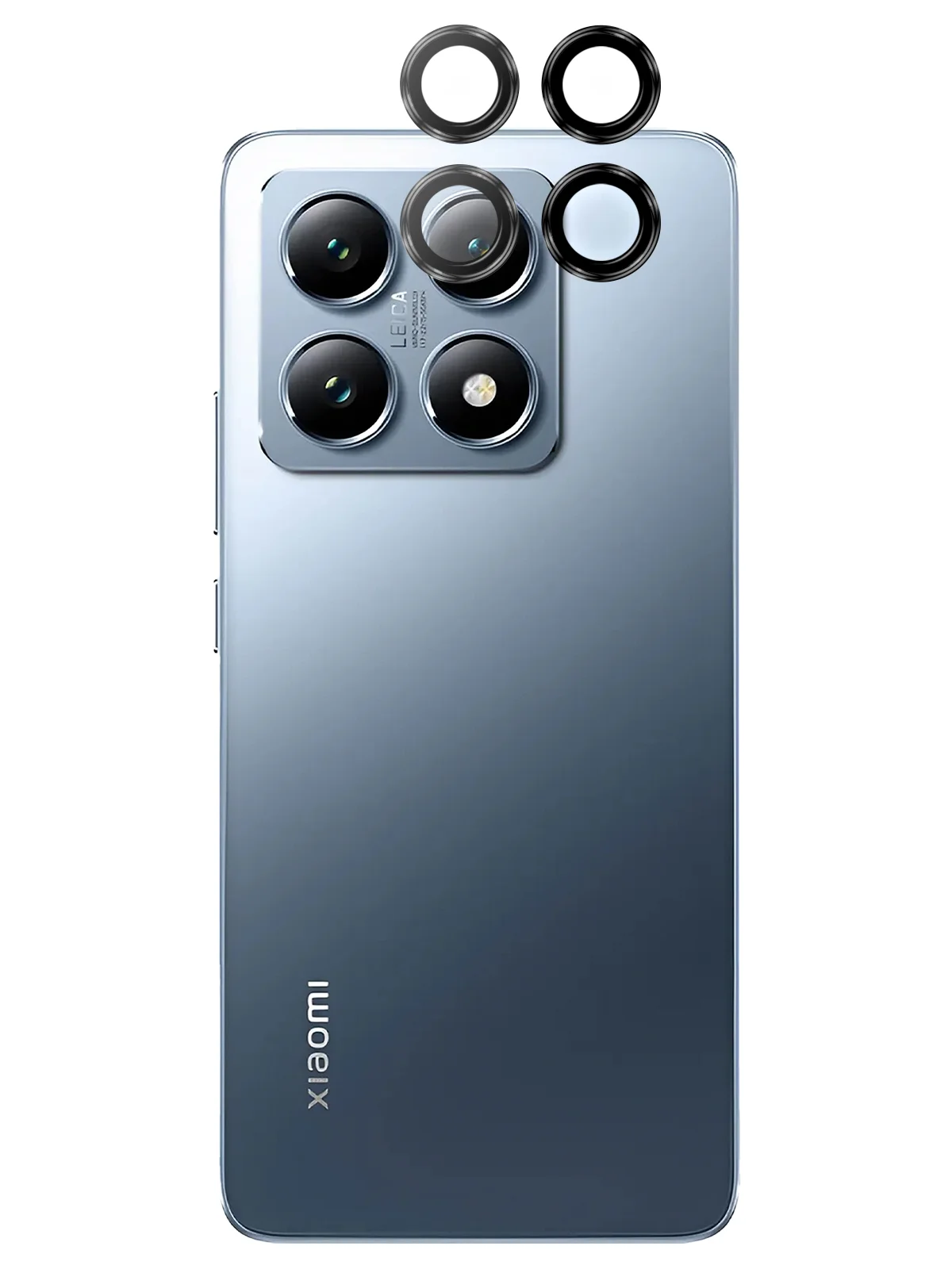 Угольный cтекло на камеру для Xiaomi 14T защитное BROSCORP закаленное прозрачное, накладки, рамка