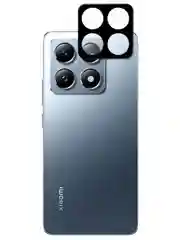 Черный cтекло на камеру для Xiaomi 14T защитное BROSCORP закаленное прозрачное, накладки, рамка