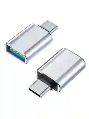 Серебряный адаптер переходник с USB 3.0 на Type C, OTG