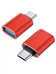 Красный адаптер переходник с USB 3.0 на Type C, OTG