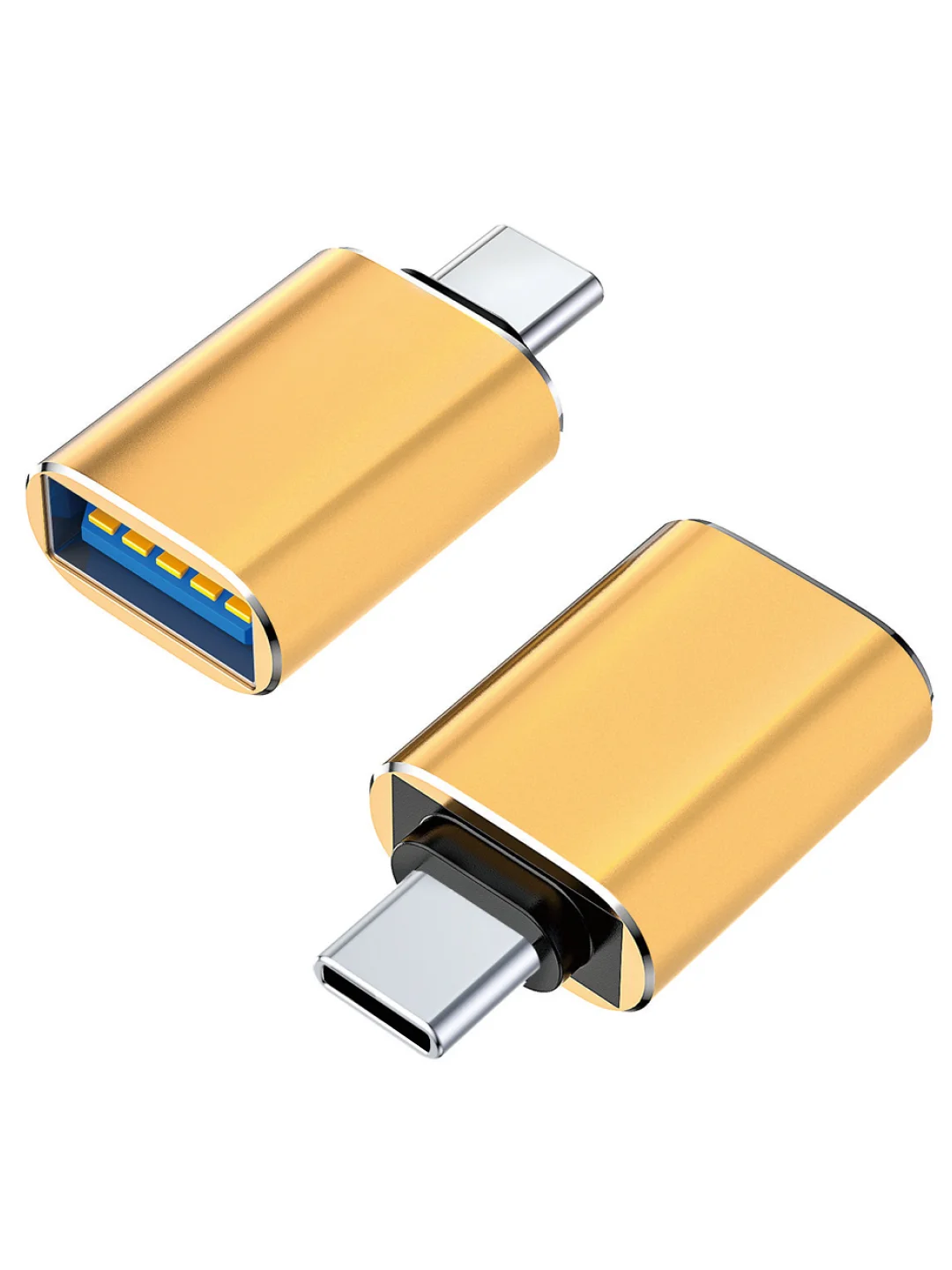 Золотой адаптер переходник с USB 3.0 на Type C, OTG