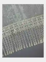 Светло-бежевый тюль на кухню короткая 300x150