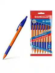 Набор из 8 ручек шариковых автоматических ErichKrause R-301 Matic&Grip Orange 0.7 цвет син