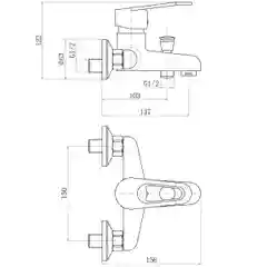 Смеситель для ванны с душем PLStart PL3206, хром