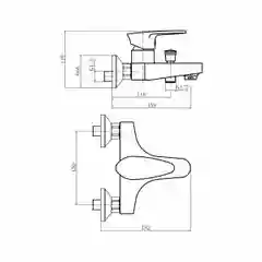 Смеситель для ванны с душем PLStart PL3205-7, хром/черный