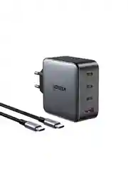 Серый сетевое зарядное устройство Ugreen CD226 USB-A+3*USB-C 100W GaN с кабелем 100W USB-C