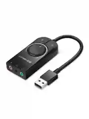 Черный внешняя стерео звуковая карта UGREEN CM129 (40964) USB External Stereo Sound Adapter.
