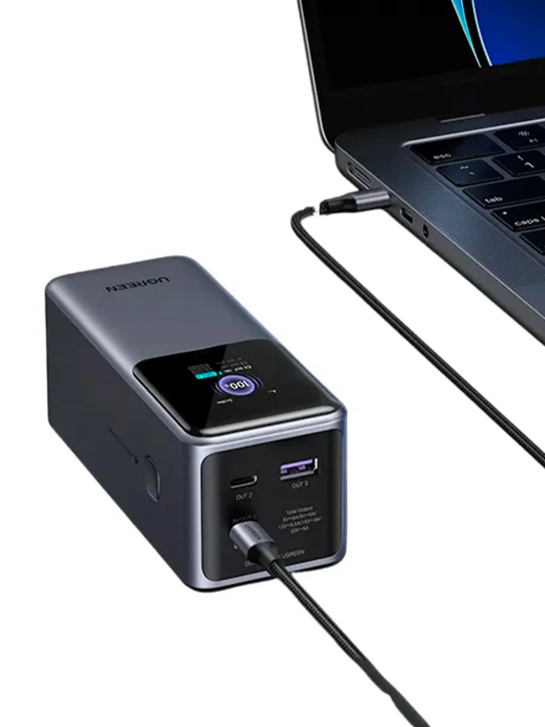 Серый внешний аккумулятор UGREEN PB721 (35524B) 20000mAh 130W Fast Charging Power Bank.