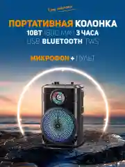 Колонка беспроводная Bluetooth GFPoWeR MK2 караоке, USB/SD/AUX/FM, 10 Вт, микрофон, пульт