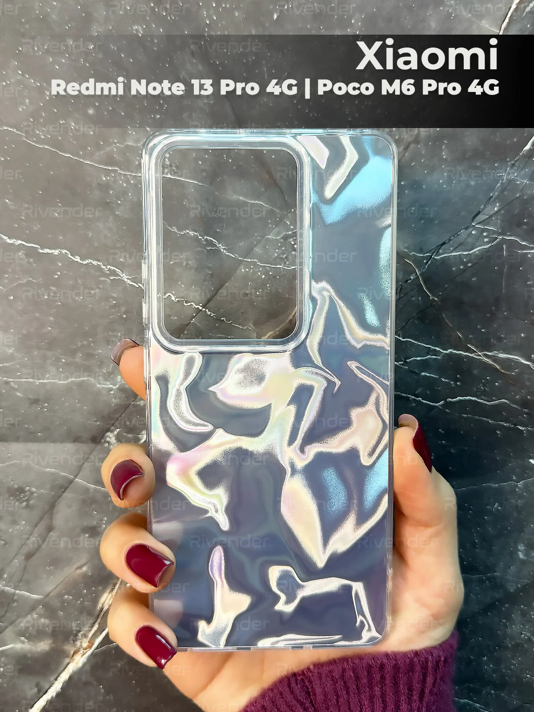 Серый металлик чехол Xiaomi Redmi Note 13 Pro 4G / Poco M6 Pro 4G, переливающийся, с градиентом