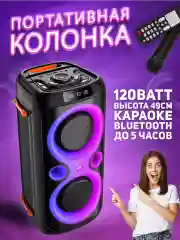 Колонка Bluetooth 620 2 х 6.5, 3600mAh + беспр.микрофон (Bluetooth/USB/TF/AUX/FM)